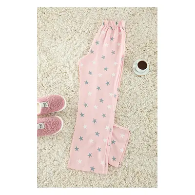 Trendyol Pink 100% Cotton Star Patterned Muslin Woven Pajama Bottoms