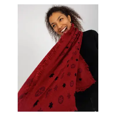 Women's red scarf with print