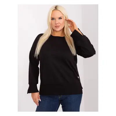 Black plus size sweatshirt with slits on the sleeves