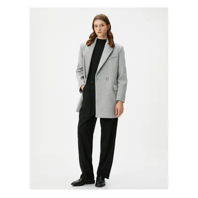 Koton Double Breasted Coat Buttoned Pocket Detail