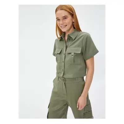 Koton Crop Safari Shirt Pocket Modal Blended