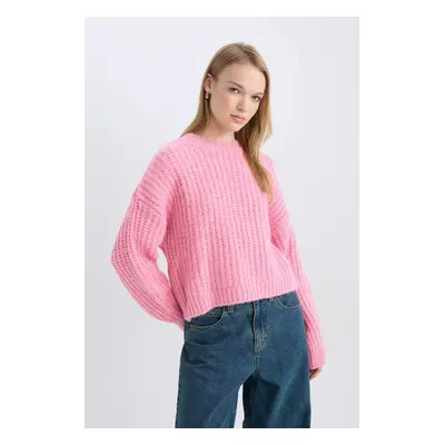 DEFACTO Coool Oversize Wide Pattern Crew Neck Knitted Sweater