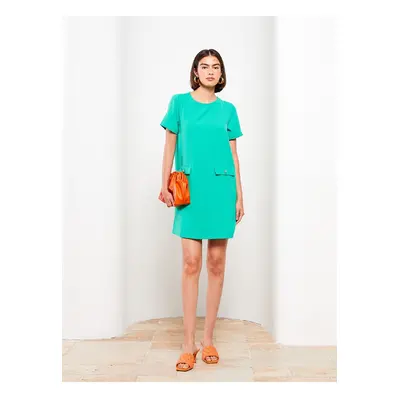 LC Waikiki Crew Neck Straight Short Sleeve Crepe Women's Dress