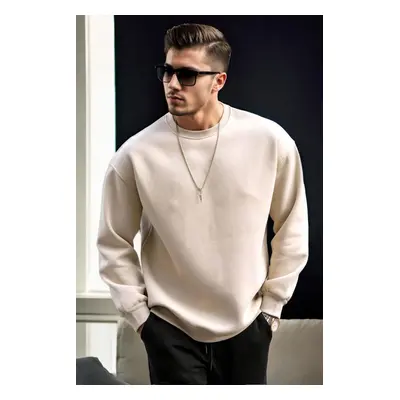 70650 Dewberry Oversize Men Sweatshirt-BEIGE