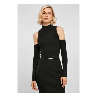 Women's ribbed knit with cut-out sleeves with long sleeves black