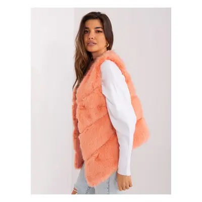 Asymmetrical fur vest peach