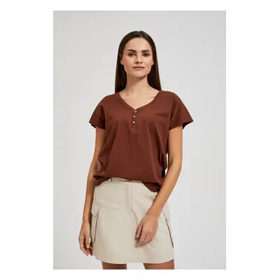 Women's T-shirt with buttons MOODO - brown