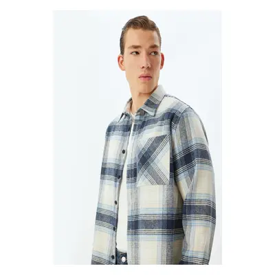 Koton Navy Blue Plaid Men's Adult Shirt