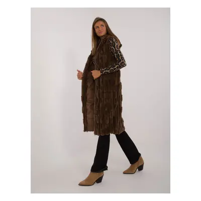 Dark brown warm fur vest with lining