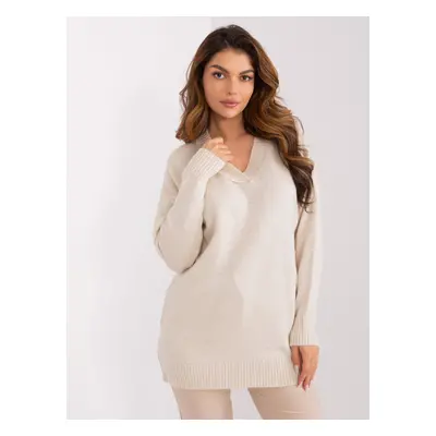 Light beige women's knitted sweater