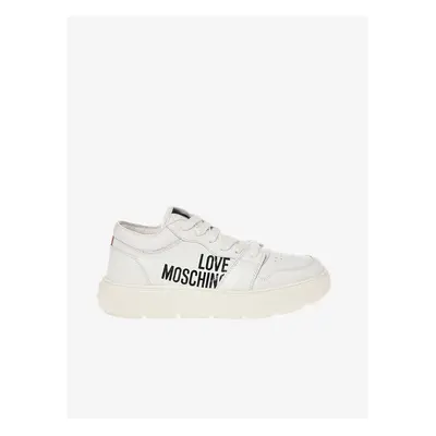 White Women's Leather Sneakers Love Moschino - Women