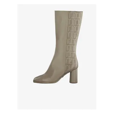 Beige leather high heel boots Tamaris - Women