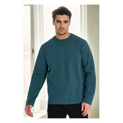 40222 Dewberry Double Crew Neck Mens Sweatshirt-PETROL