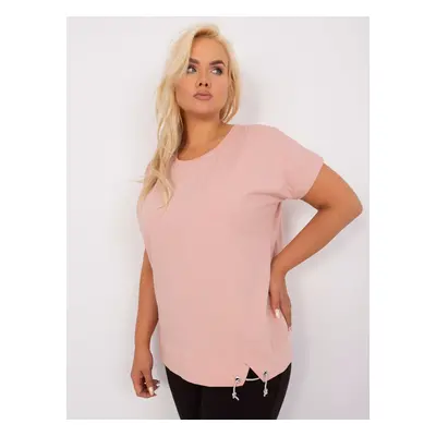 Light pink women's cotton blouse plus size