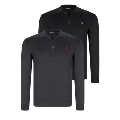 DOUBLE SET V4007 DEWBERRY MEN'S SWEATSHIRT-BLACK-NAVY BLUE