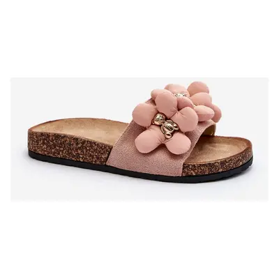 Women's slippers with embellishments, pink Bunlia