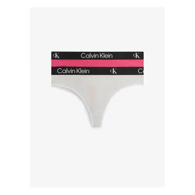 Calvin Klein Set of two women's thongs in dark pink and light gray Calvin Kl - Women