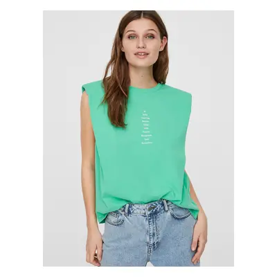 Light green T-shirt with inscription VERO MODA Hollie - Women