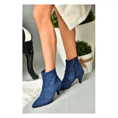 Fox Shoes Women's Navy Blue Suede Low Heel Boots