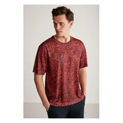 GRIMELANGE Lucas Comfort Claret Red / Patterned T-shirt