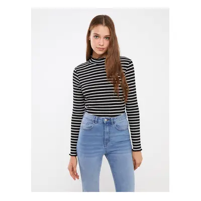 LC Waikiki High Collar Striped Long Sleeve Women's T-Shirt