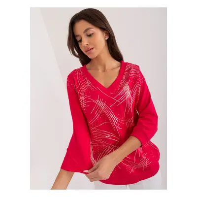 Red women's blouse with a glossy print