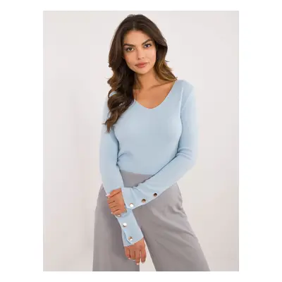 Light blue classic sweater with neckline