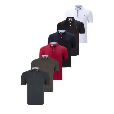 SIX SET T8582 DEWBERRY MENS T-SHIRT-BLACK-WHITE-NAVY BLUE-KHAKI-BURGUNDY-ANTHRACITE