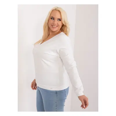 Ecru cotton blouse plus size neckline