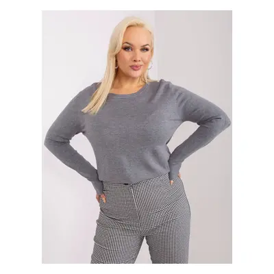 Dark gray classic plus size viscose sweater