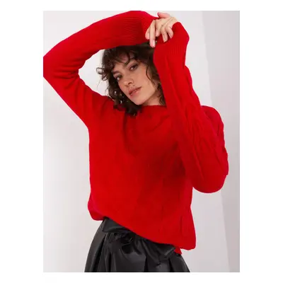 Red Classic Sweater with Cables