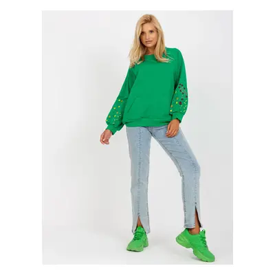 Green sweatshirt without hood with embroidery RUE PARIS