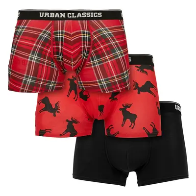 Boxer shorts 3-pack red plaid aop+moose aop+blk