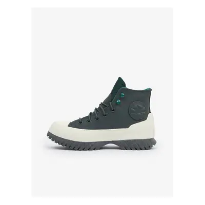 Dark Green Women's Converse Platform Leather Ankle Sneakers - Women's