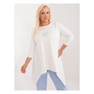 Ecru blouse in cotton plus size with 3/4 sleeves