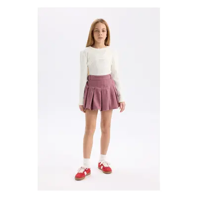 DEFACTO Girl's Pleated Gabardine Short Skirt