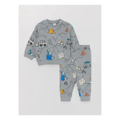 LC Waikiki Cycling Long Sleeve Printed Baby Boy Sweatshirt and Tracksuit Bottom 2-Set