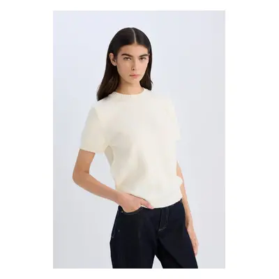 DEFACTO Regular Fit Crew Neck Basic Plain Knitwear Short Sleeve T-Shirt Sweater