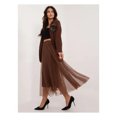 Brown tulle skirt with elastic waistband