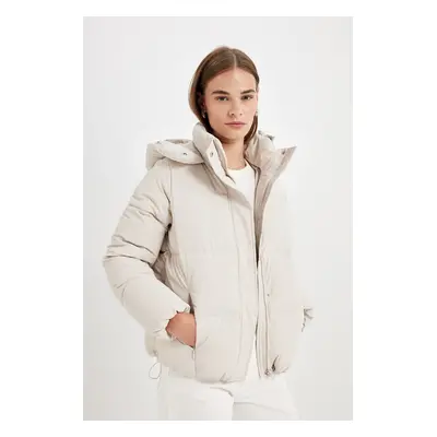 DEFACTO Water Repellent Oversize Wide Mold Hooded Zipper Snap Closure Puffer Puffer Jacket