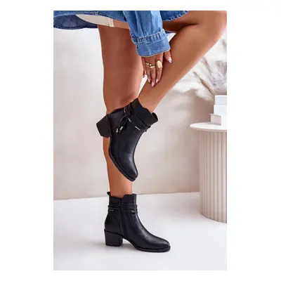 Women's ankle boots with heel insulated black Lobina