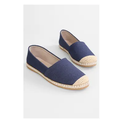 Shoeberry Women's Koin Navy Blue Linen Casual Espadrille