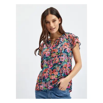 Orsay Red-Black Ladies Floral Blouse - Women