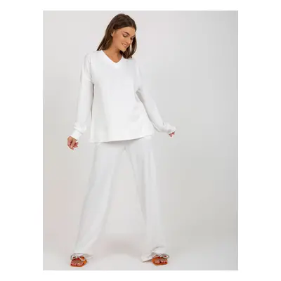 Ecru ribbed casual set of oversize cut