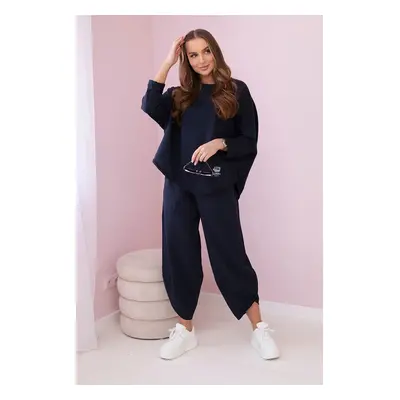 Set of cotton sweatshirt and trousers in navy blue