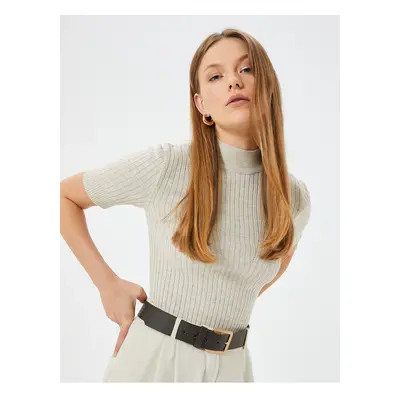 Koton Short Sleeve High Collar Knitwear Sweater Camisole