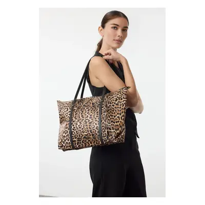 Trendyol Leopard Print Brown Maxi Tote Shoulder Bag