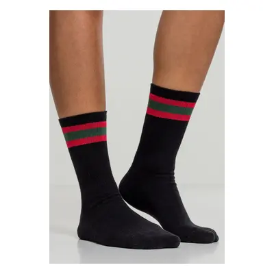 Striped sports socks 2-pack black/fiery red/green