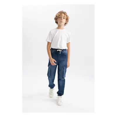 DEFACTO Boy's Cargo Pocket Jogger Elastic Leg Jean Pants