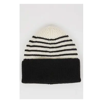 DEFACTO Baby Boy Striped Fleece Inside Knitwear Beret